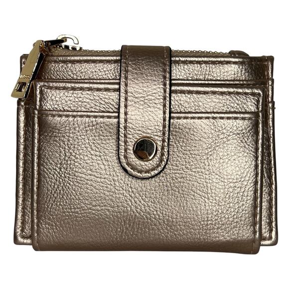 Jen & Co Sam Vegan Leather Wallet - Rose Gold Fold Out ID Card Slots Zip Close - Picture 1 of 9